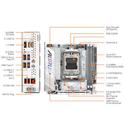 Carte mère GIGABYTE X870I AORUS PRO ICE AMD AM5 LGA 1718, Mini-ITX