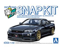 Aoshima 1/32 SNAP KIT Nissan R34 Skyline GT-R Custom Wheel Black Peal
