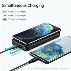 Choetech 10000mAH Wireless QC & PD 18W Power Bank, 50cm C to C Cable