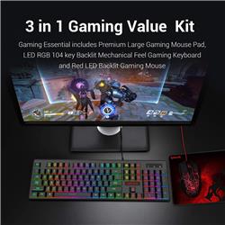 Redragon S107 3-in-1 Combo, 104 Key Gaming Keyboard, Black with Red