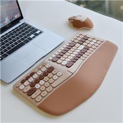 MOFii NOMI 2.4G Wireless Ergonomic Office Keyboard and  Mouse Combo Multicolor Brown(Open Box)