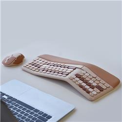 MOFii NOMI 2.4G Wireless Ergonomic Office Keyboard and  Mouse Combo Multicolor Brown(Open Box)