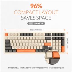 RII RK909 Tri-mode LED Backlit Mechanical Gaming Keyboard Red Switch(Open Box)