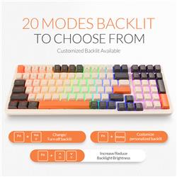 RII RK909 Tri-mode LED Backlit Mechanical Gaming Keyboard Red Switch(Open Box)