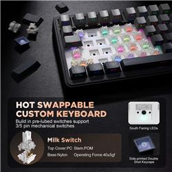 Yunzii B75 Wired RGB 75% Black Gaming Keyboard Pre Lubed Linear Switch(Open Box)