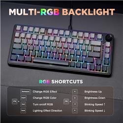 Yunzii B75 Wired RGB Black Gaming Keyboard Pre-lubed Tactile Switch(Open Box)