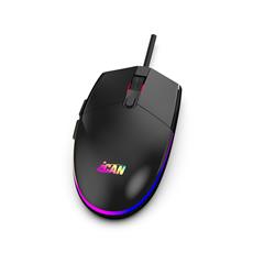 Souris de jeu filaire iCAN GM1011 noire RGB, 6 boutons, 1600 DPI