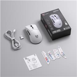Souris de jeu sans fil tri-modale ONIKUMA DM01 blanche avec autocollan