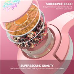 Onikuma K9-Pink Gaming Headset with Cat Ears