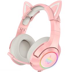 Onikuma K9-Pink Gaming Headset with Cat Ears
