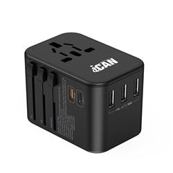 iCAN 35.5W 5-Port Universal Travel Adapter with 2 USB-C and 3 USB-A