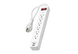 iCAN 6 Outlets 2 USB-A Surge Protector with 6ft Cord(Open Box)