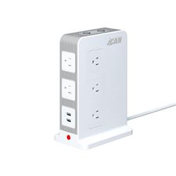 iCAN 11 Outlets 2 USB-A Tower Surge Protector with 5ft Cord