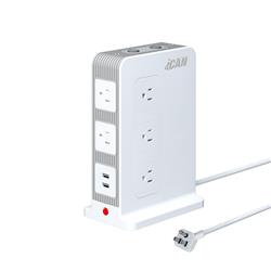 iCAN 11 Outlets 2 USB-A Tower Surge Protector with 5ft Cord