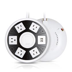 iCAN 5 Outlets 2 USB-A UFO Surge Protector with 5ft Cord(Open Box)