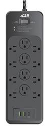 iCAN 12 Outlets Surge Protector with 2 USB-A and 1 USB-C, 6ft Cord