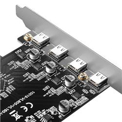 Carte PCI Express USB 3.1 Type C Maiwo KC019 avec quatre ports Type C