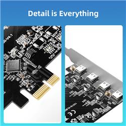 Carte PCI Express USB 3.1 Type C Maiwo KC019 avec quatre ports Type C