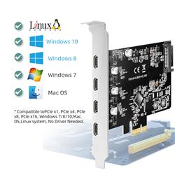 Carte PCI Express USB 3.1 Type C Maiwo KC019 avec quatre ports Type C