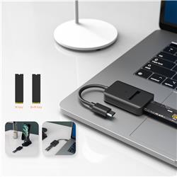 Maiwo K1696P2 USB3.2 Gen2 Type C to M.2 NVMe /M.2 SATA SSD Adapter with Cable, Black