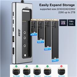 Boîtier iCan RSH-D06P USB C M.2 NVME/SSD avec fonctions HUB 6-en-1 10 Gbit/s(Open Box)
