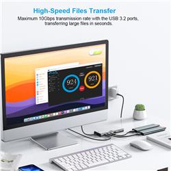 Boîtier iCan RSH-D06P USB C M.2 NVME/SSD avec fonctions HUB 6-en-1 10 Gbit/s(Open Box)