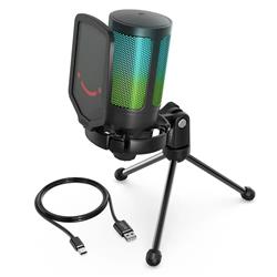 Fifine A6V RGB USB Microphone with Filter & Tripod