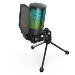 Fifine A6V RGB USB Microphone with Filter & Tripod