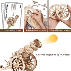 ROKR Wheeled Siege Artillery Epic War Series 3D Wooden Puzzle