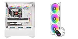 DarkFlash DY460 Luxury ATX PC Case, 4x ARGB Fans Included, White+DarkFlash DO360 360mm Liquid AIO CPU Cooler with LCD Screen, W