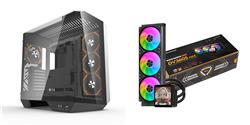 DarkFlash DY470 ATX Panoramic PC Case, 4x ARGB Fans Included, Black+ DarkFlash DV360S Max 360mm Liquid AIO CPU Cooler with LCD 
