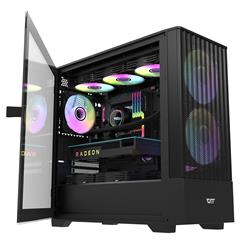 DarkFlash DK415M Mesh mATX PC Case, 2x ARGB Fans Included, Black