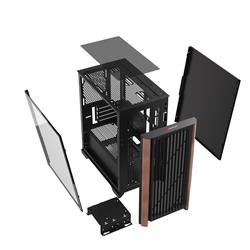 ARMOURY A08 Micro ATX Case, Wood Front Panel, Black