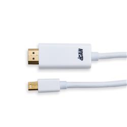 Câble iCAN Mini DisplayPort mâle vers HDMI mâle, plaqué or, 32 AWG, 15 pieds