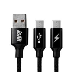 iCAN - Câble USB-A 2.0 mâle vers 2 x USB type C mâle de 6,6 pi