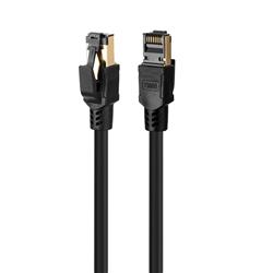 iCAN CAT7 Ethernet Patch Cable, High Speed 10Gbps 600MHz,  Double Shielded S/FTP 26AWG, Gold Plated, 1FT, Black