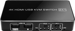 iCAN HDMI USB KVM Switch 2x1 with Switch Extension, 4K@60Hz