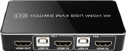 iCAN HDMI USB KVM Switch 2x1 with Switch Extension, 4K@60Hz