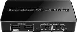 iCAN HDMI USB KVM Switch 2x1 with Switch Extension, 4K@60Hz