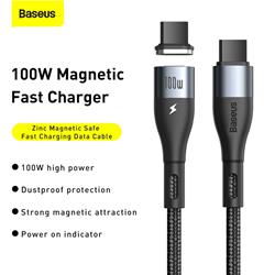 Baseus Zinc Magnetic Safe Fast Charging Data Cable Type-C to Type-C 100W, 1.5m, Black