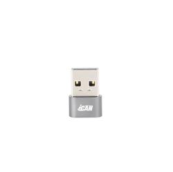 Adaptateur iCAN USB 2.0 A mâle vers type C femelle, gris