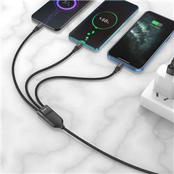 HOCO 3-in-1 Ultra 6A fast charging data cable(for Lightning + Micro USB + Type-C),1.2M