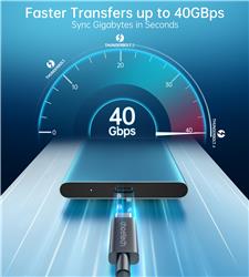 Choetech Thunderbolt 4 C Male C Male Black 2.6 ft 40Gbps 100W(Open Box)