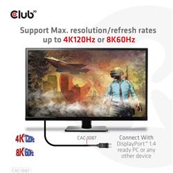 Club 3D Câble DisplayPort 1.4 vers HDMI 4K120Hz ou 8K60Hz HDR10 M/M 3m/9.84ft