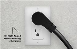 Micro Connectors Low Profile Angled Power Cord Extension, 16 AWG, 3FT