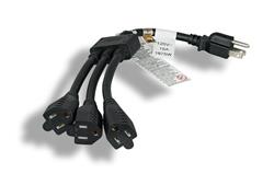 Micro connecteurs 36 pouces 1 à 3 répartiteur de cordon d'alimentation robuste 14 AWG (NEMA 5-15P à NEMA 5-15R x 3)