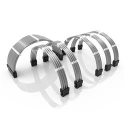 iCAN - Metallic PSU Cable Extension Cable w/Comb Kit┃1x 24P (20+4)┃2x 8P (4+4) CPU┃3x 8P (6+2) GPU┃30cm - Silver