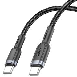 Hoco "U117 Grand" 60W intelligent power-off charging data cable Type-C to Type-C, 1.2m (4ft), Black(Open Box)