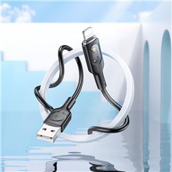Hoco "U120 Transparent explore" intelligent power-off charging data cable iP, 1.2m (4ft), Black
