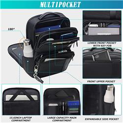 KINGSLONG 15.6" Waterproof Laptop Travel Backpack , Black